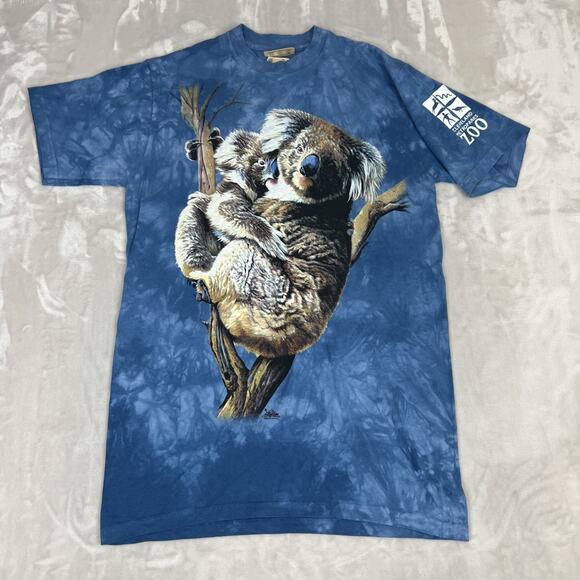 VTG The Mountain Shirt Adult Medium Blue Tie Dye Koala Cleveland Zoo Nature NWT - Picture 1 of 8